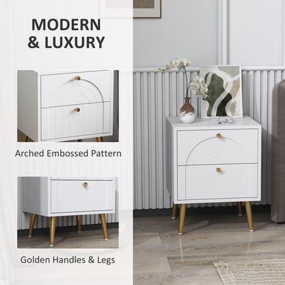 HOMCOM 2-Drawer Bedside Table Set of 2 - White