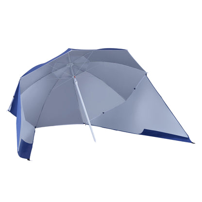 Outsunny 2m UV Protection Fishing Beach Umbrella Brolly Shelter w/ Side Panel Tent Blue