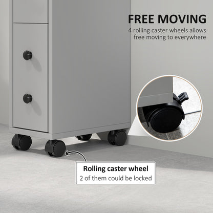 kleankin Slimline Bathroom Storage Cabinet - Grey