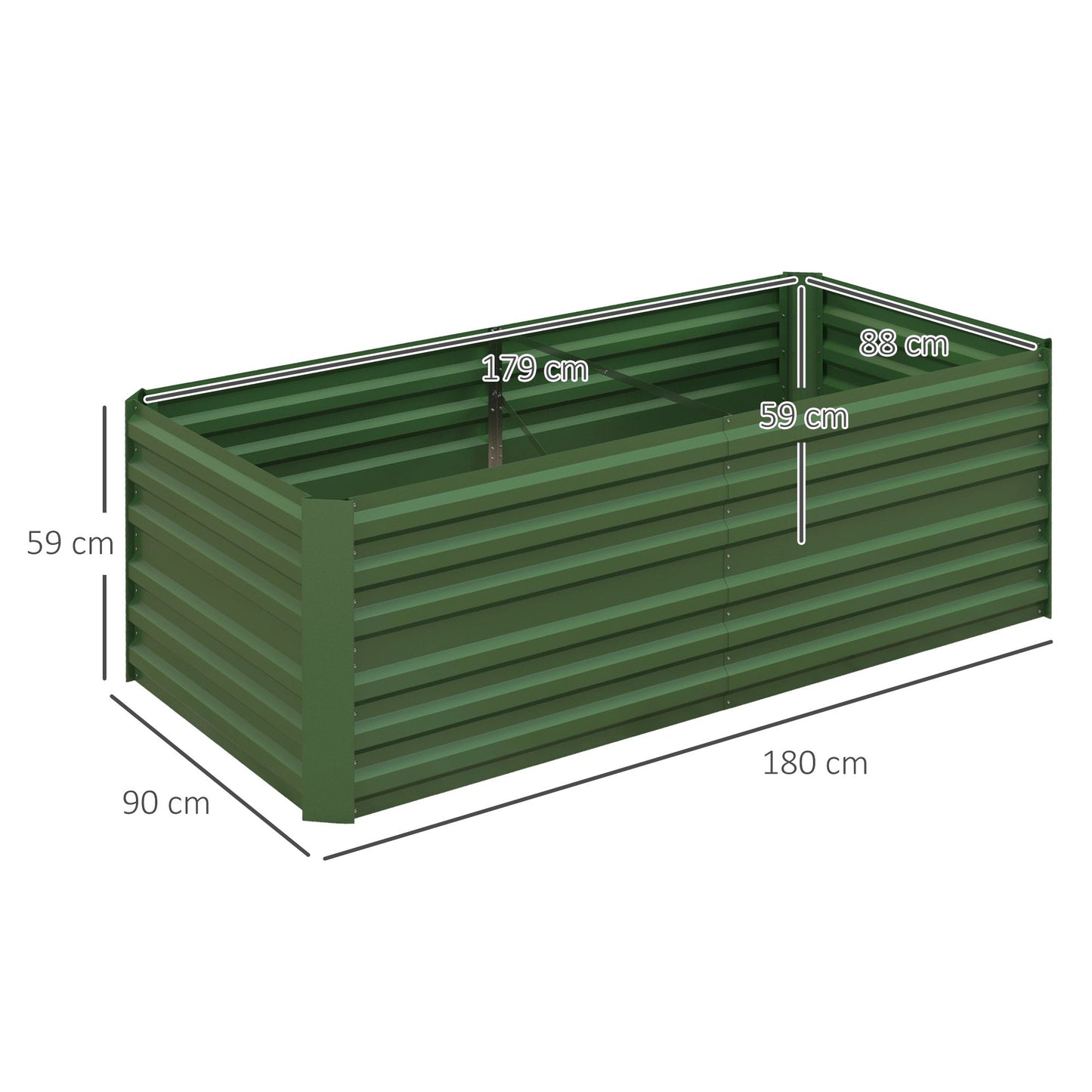 Set of 2 Raised Beds for Garden, Galvanised Steel Outdoor Planters with Multi-reinforced Rods for Vegetables, Plants, Flowers and Herbs, - Green