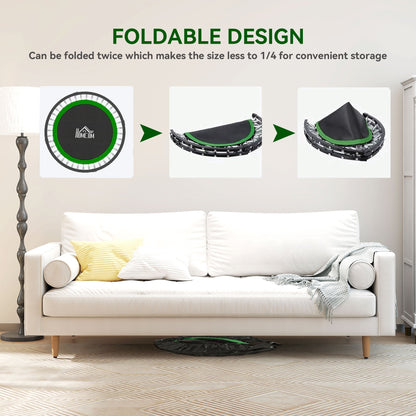 HOMCOM 40" Foldable Mini Fitness Trampoline, with Adjustable Foam Handle, Green