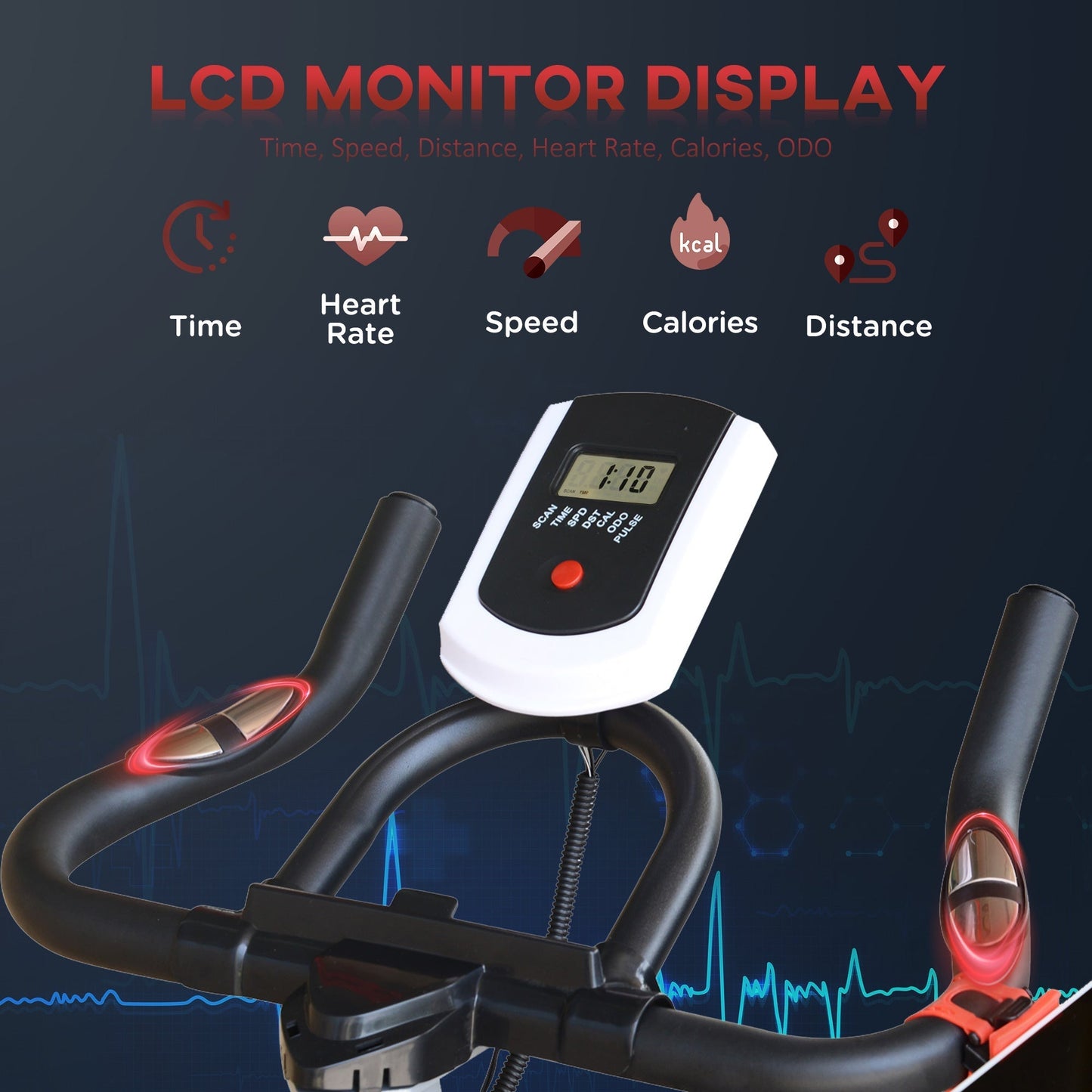 دراجة تمرين هومكوم مزودة بحزام مع شاشة LCD - أسود