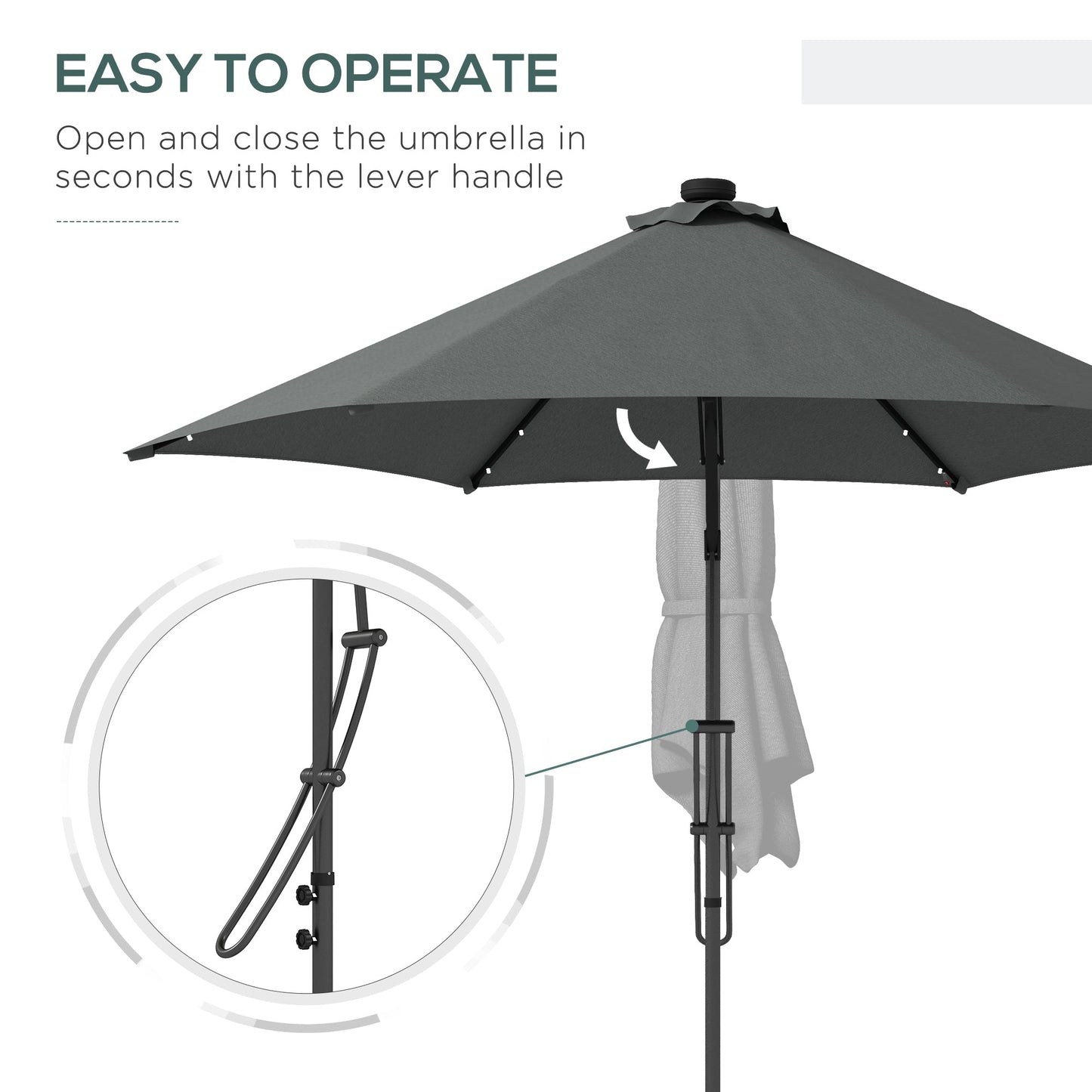 Outsunny 3m Parasol LED Parasol z podstawą i pokrowcem - szary