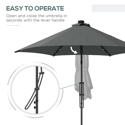 Outsunny 3m Parasol LED Parasol z podstawą i pokrowcem - szary