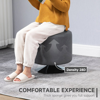 HOMCOM 360¡ Swivel Foot Stool Round PU Ottoman with Thick Sponge Padding and Solid Steel Base, Grey