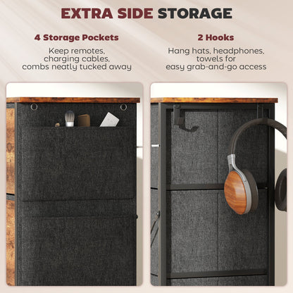 HOMCOM Chest of Eight Fabric Drawers - Rustic Brown