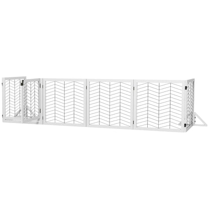 PawHut 8 Panels Foldable Pet Gate with Support Feet, for House, Doorway, Stairs, Small and Medium Dogs - White