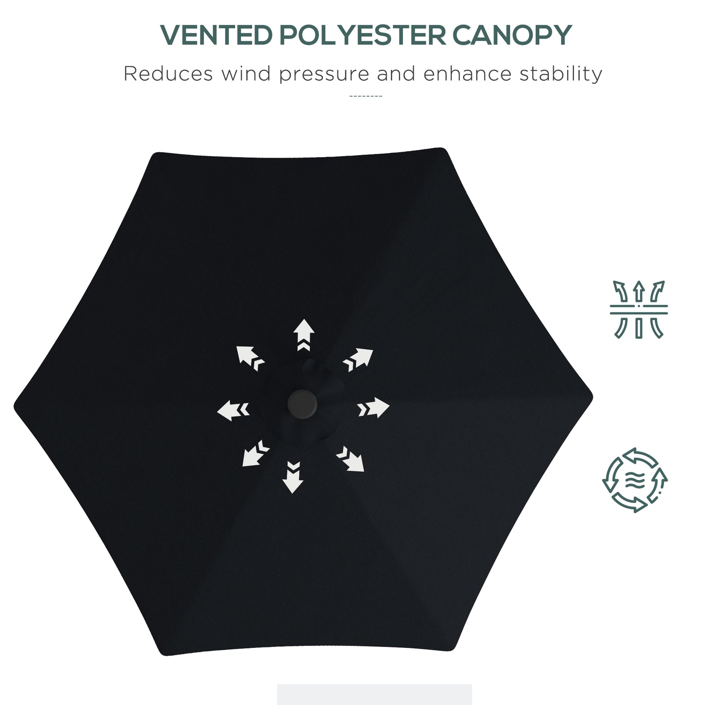 Outsunny 3(m) Solarny LED Cantilever Parasol, Czarny