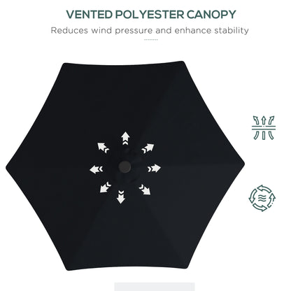 Outsunny 3(m) Solarny LED Cantilever Parasol, Czarny
