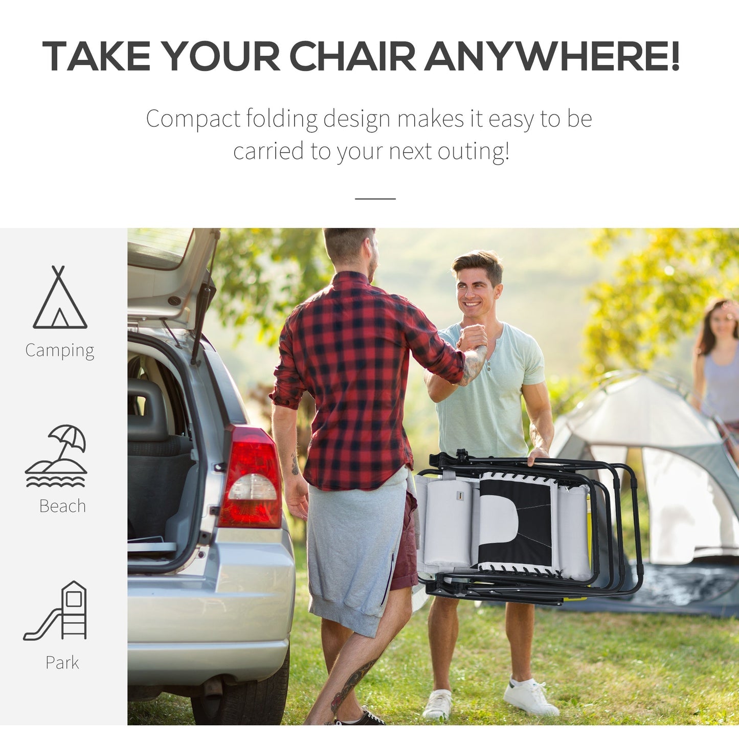 Outsunny Zero Gravity Lounger Chair, Folding Reclining Patio Chair with Padded Seat, Cup Holder, Soft Cushion and Headrest for Poolside, Camping, Light Grey