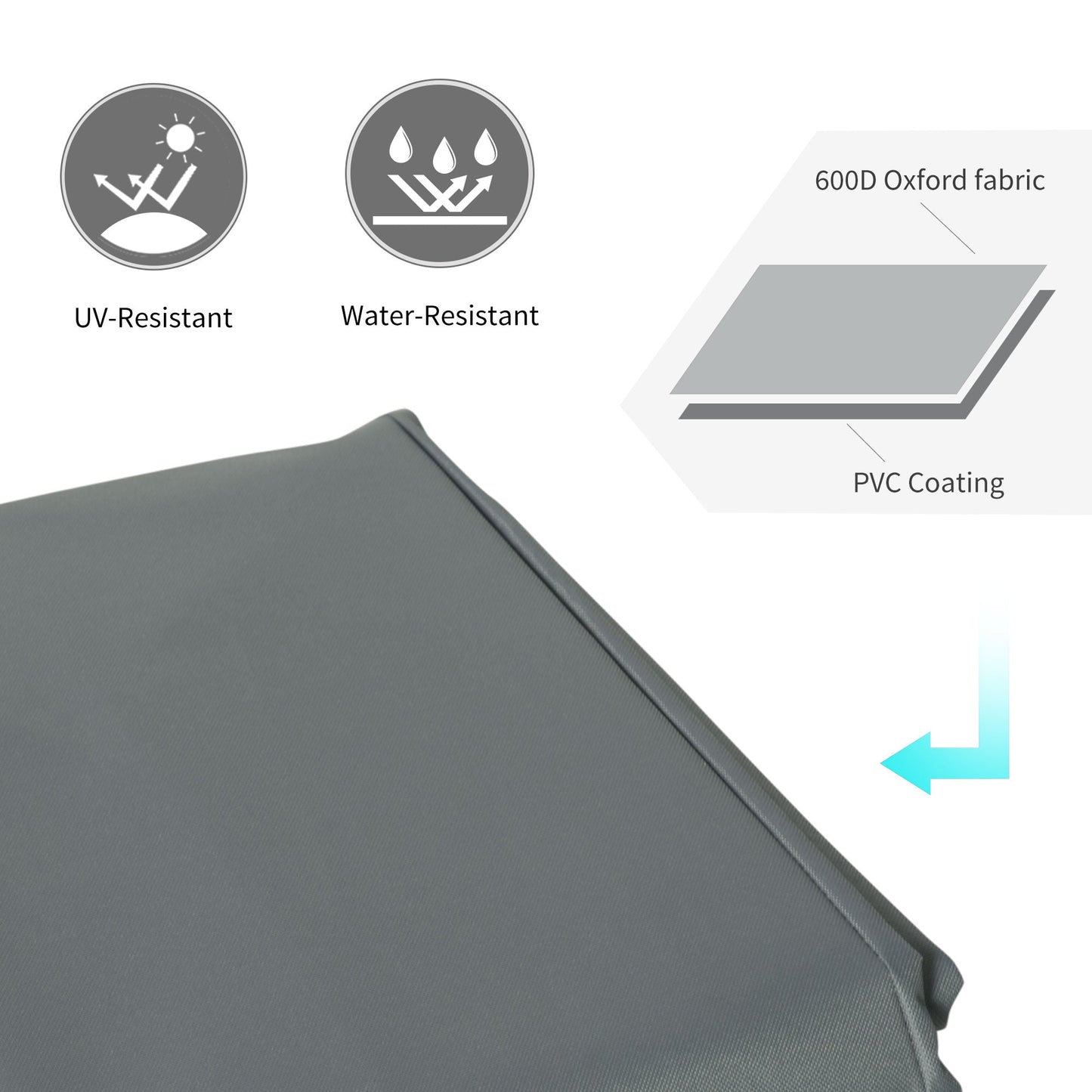 Outsunny Rectangular Patio Garden Furniture Cover Waterproof for 3 Seater Sofa Bistro Set, UV Resistant Protection 600D Oxford Fabric Rattan Lounge Clean Cover, 190 x 72 x 76cm, Grey