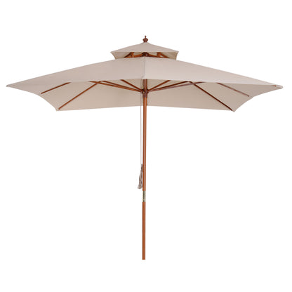 Outsunny 3 x 3 metry Parasol ogrodowy Parasol ogrodowy Drewniany baldachim do parasola zewnętrznego, dwupoziomowy, beżowy, PODSTAWA NIE JEST DOŁĄCZONA