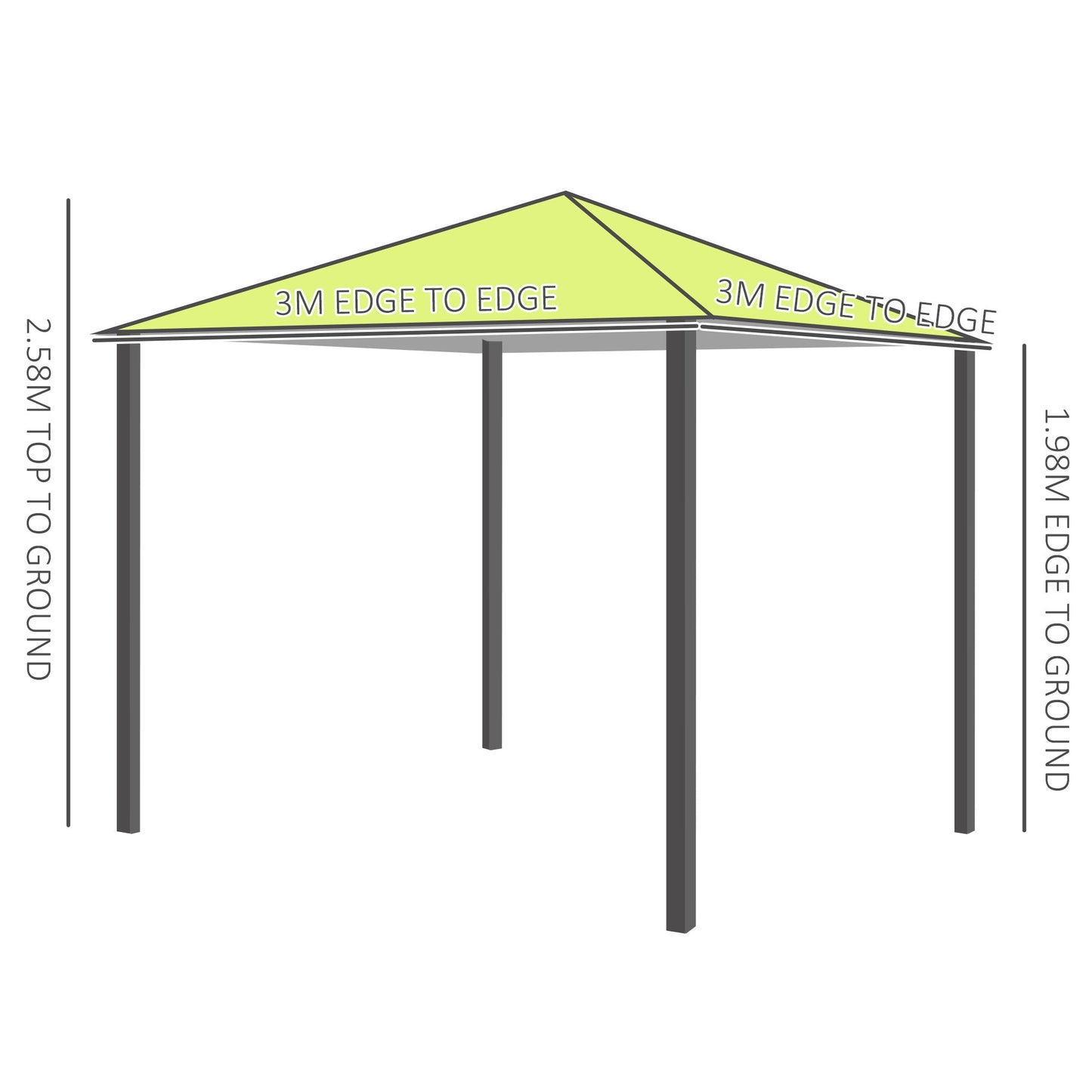 Outsunny 3m x3m Garden Metal Gazebo-Lemon Green