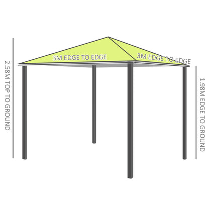 Outsunny 3m x3m Garden Metal Gazebo - ليمون أخضر