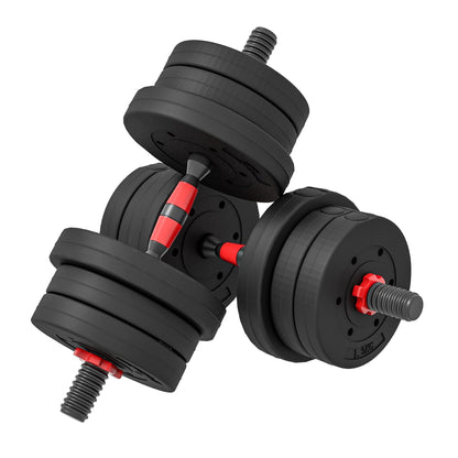 HOMCOM 20kg 2 IN 1 Adjustable Dumbbells Weight Set, Dumbbell Hand Weight Barbell for Body Fitness, Lifting Training for Home, Office, Gym, Black