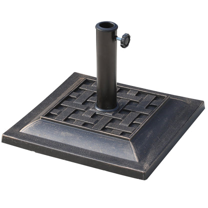Outsunny 9kg Square Garden Parasol Base Holder Resin Outdoor Market Umbrella Stand with Adjustable Coupler, Bronze