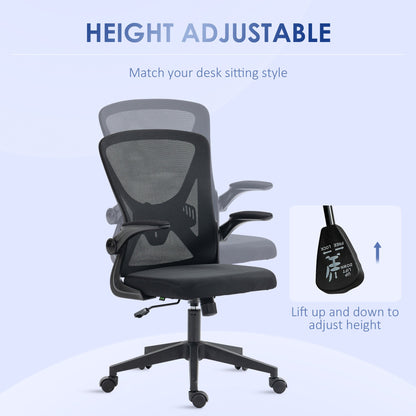 Vinsetto Mesh Back Office Chair, with Flip-Up Arms - Black