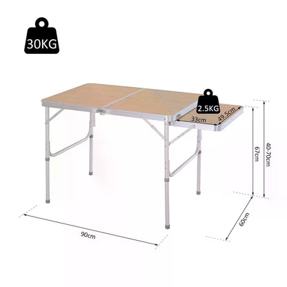 Outsunny 3ft aluminiowy stół piknikowy z blatem MDF składany przenośny stół kempingowy