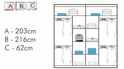 Nicole Mirrored Sliding Wardrobe - White