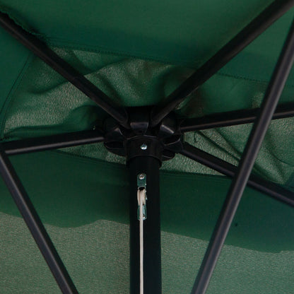 Outsunny Balcony Half Parasol Semi Round Umbrella Patio Crank Handle (2.3 m, Green)- NO BASE INCLUDED