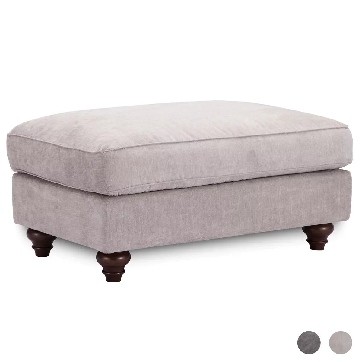 Windsor Fabric Footstool - Dark Grey or Stone