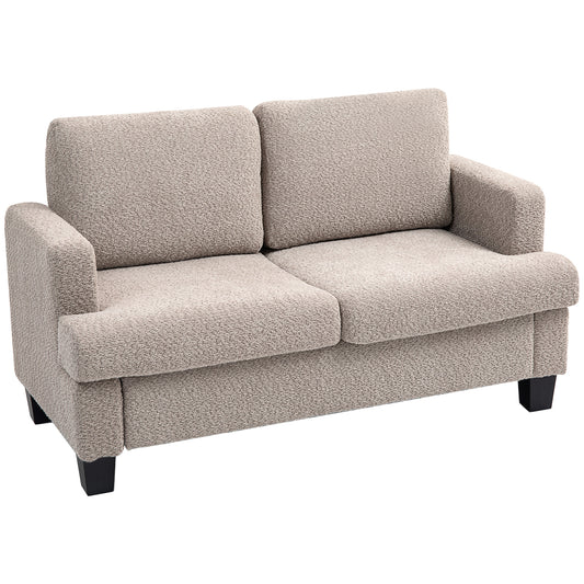 HOMCOM 2 Seater Sofa, Loveseat Sofa with Removable Back Cushions, Chenille Fabric Small Couch Settee with S-springs for Living Room, Bedroom, Home Office, Light Brown
