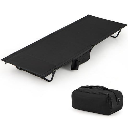 Ultralight Camping Cot for Adults with Side Pocket-Black