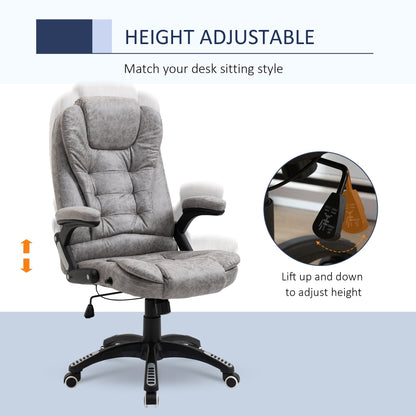 Vinsetto Swivel Office Chair for Home Ergonomic Micro Fiber Computer Chair, with Arm, Adjustable Height, Grey Armchair