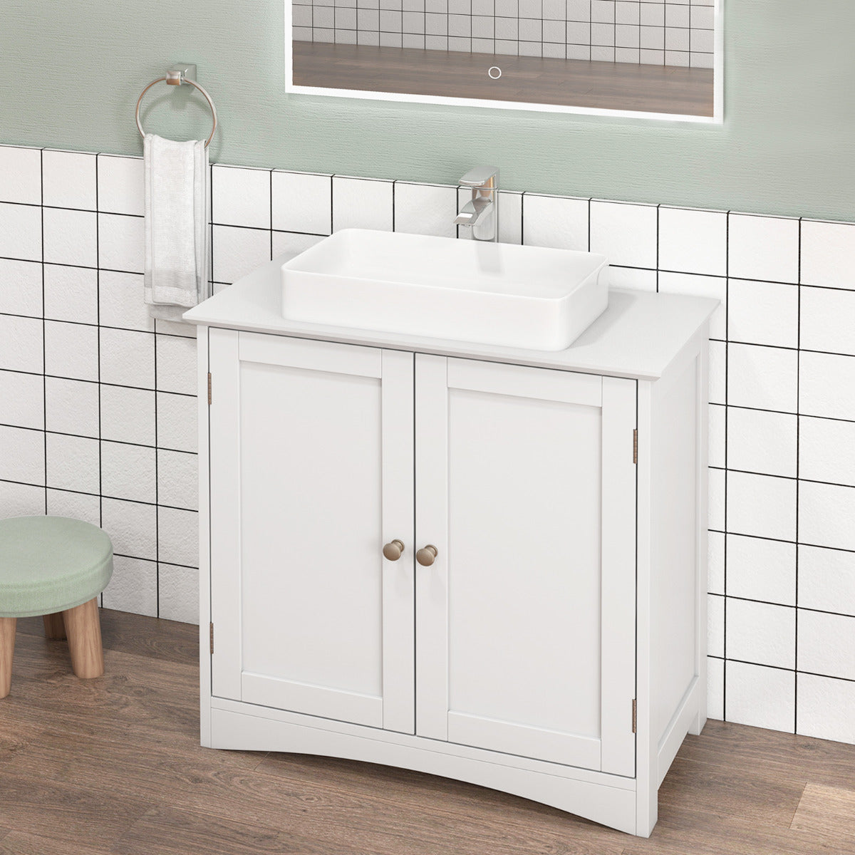 Under Sink Cabinet Freestanding Bathroom Vanity Cabinet-White