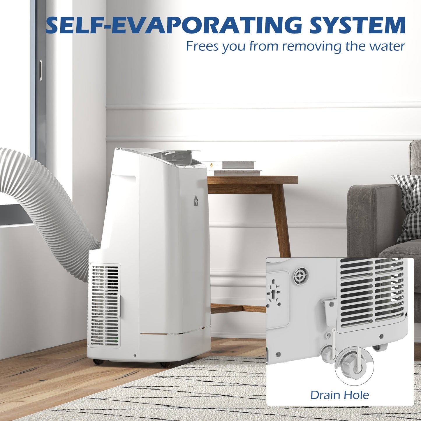 HOMCOM 14000 BTU Mobile Air Conditioner, 35m_, Smart Home WiFi, with Dehumidifier, Fan, 24H Timer, Window Kit, White