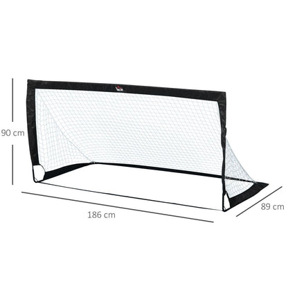 HOMCOM Steel Frame Weather Resistant Football Goal Sports Black