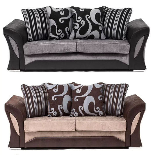 Sparrow Chenille Fabric 3 Seater Sofa - Black & Grey / Brown & Beige