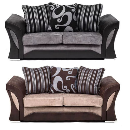 Sparrow Chenille Fabric 2 Seater Sofa - Black & Grey / Brown & Beige