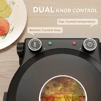 HOMCOM 1200W Pizza Oven, 12 Inch Electric Pizza Maker with Viewing Window, Dual Knob Temp & Timer Control, Overheat Protection, Black
