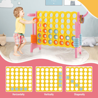 Upgraded 4-to-Score Game Set with Basketball Hoop and Toss Ring for Kids and Adults-Pink