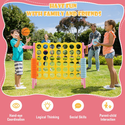 Upgraded 4-to-Score Game Set with Basketball Hoop and Toss Ring for Kids and Adults-Pink