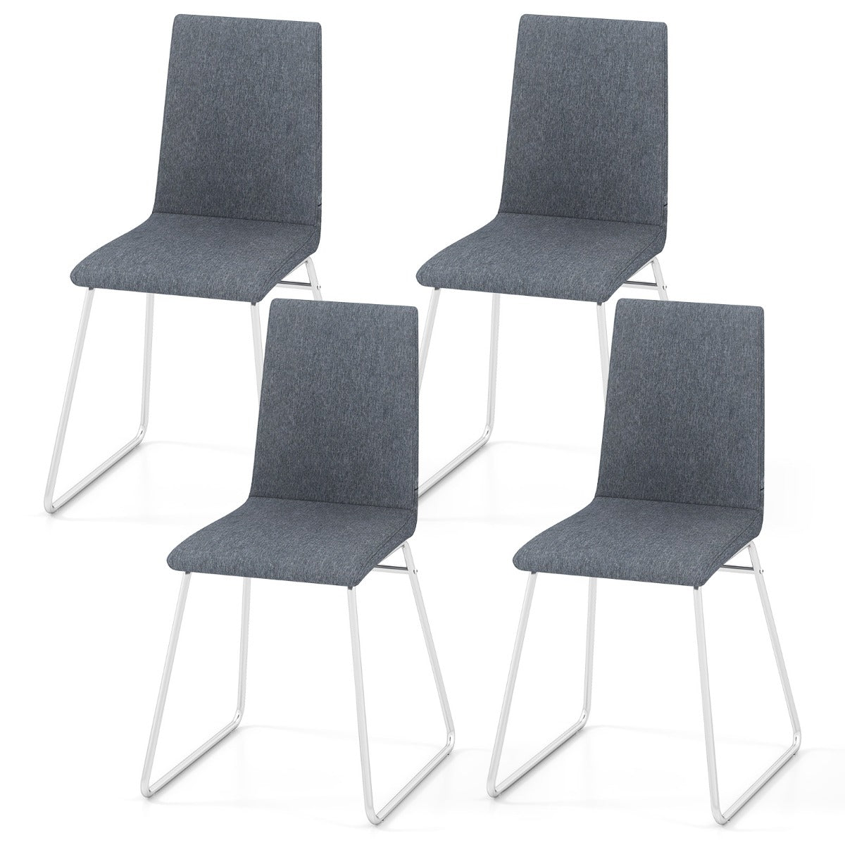 Upholstered Dining Chairs Set of 4 Kitchen Dinner Chairs-Grey