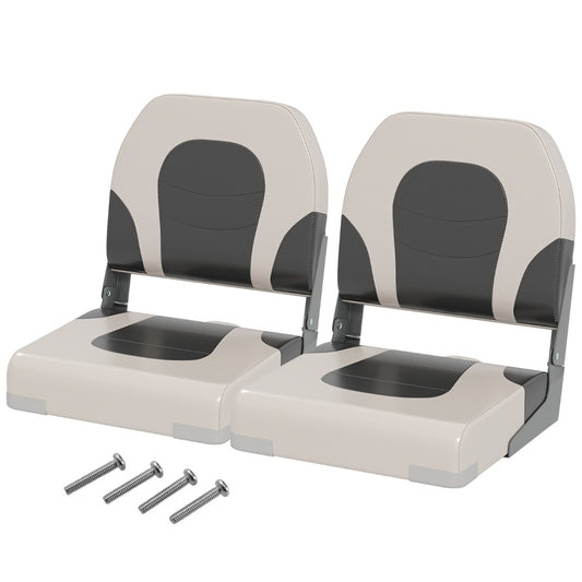 Upholstered Folding Captain Boat Chair with Padded Seat and Back-Grey