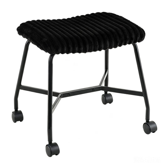 Upholstered Footrest Stool Set of 2 in Black