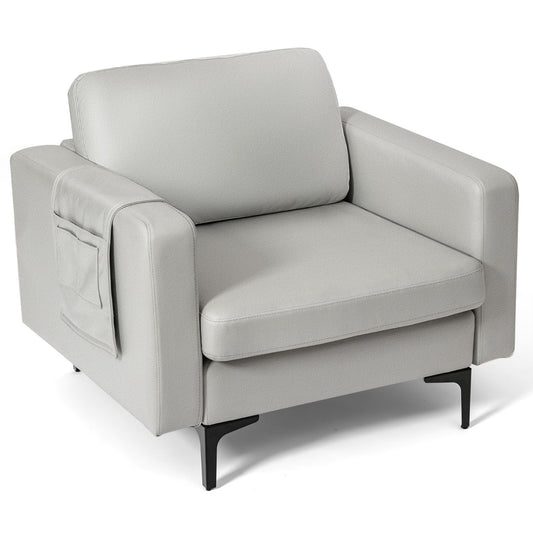 Upholstered Single Sofa Chair in Grey