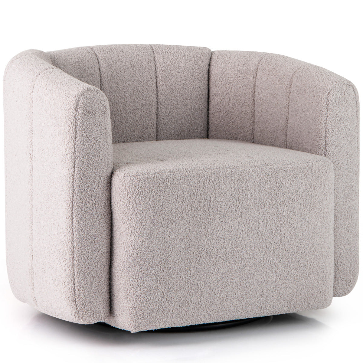 Upholstered Swivel Barrel Chair with Backrest and Armrests-Grey
