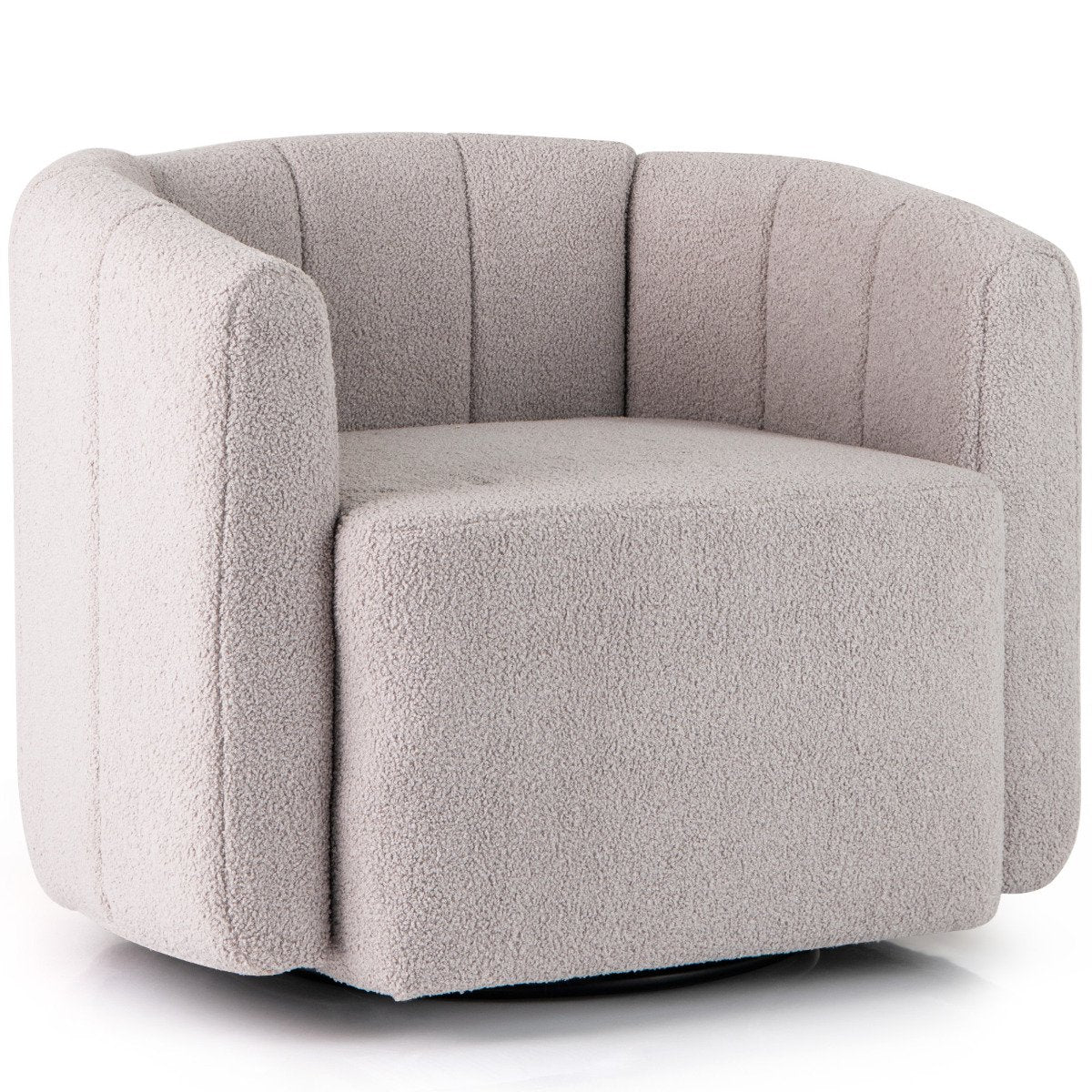 Upholstered Swivel Barrel Chair with Backrest and Armrests-Grey