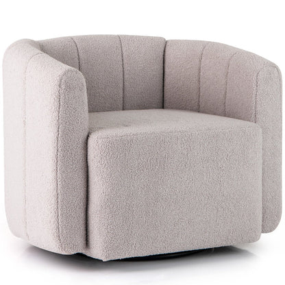 Upholstered Swivel Barrel Chair with Backrest and Armrests-Grey