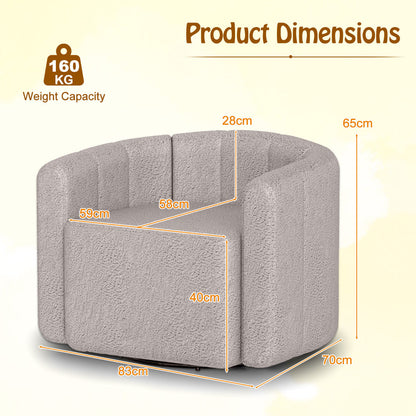 Upholstered Swivel Barrel Chair with Backrest and Armrests-Grey