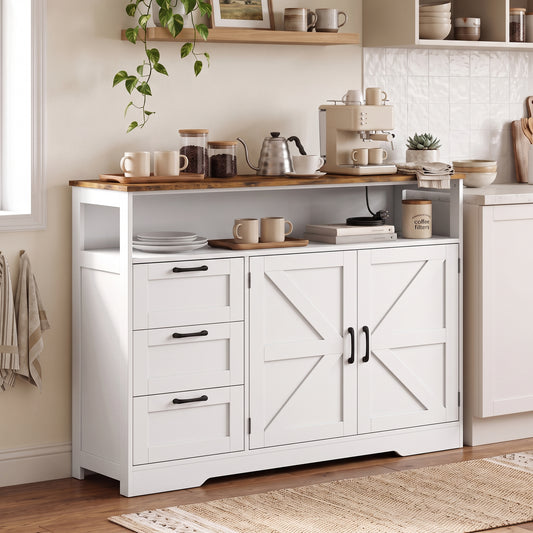 HOMCOM Sideboard Cabinet with Power Outlet in White, image 2