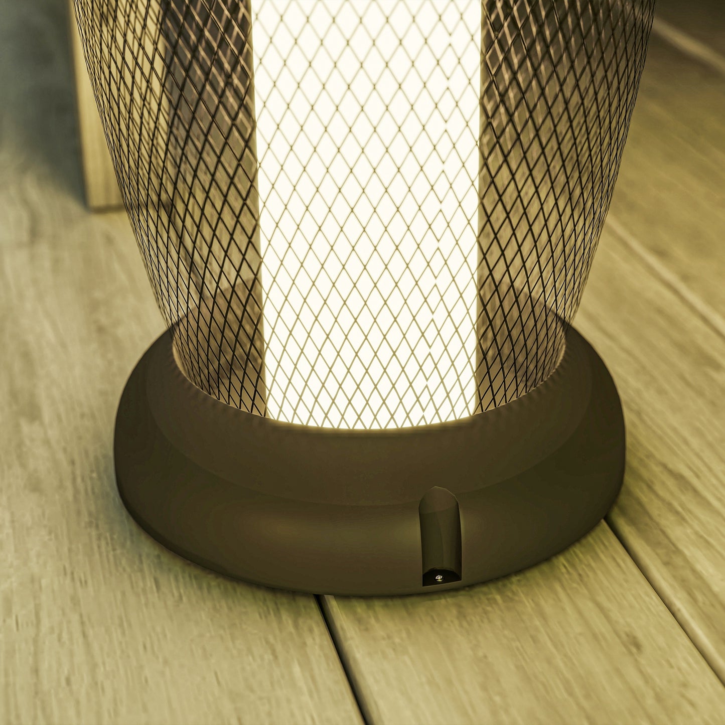 Lampa ogrodowa Outsunny Solar, 71,5 cm wysokości, metalowa lampa podłogowa, automatyczne włączanie/wyłączanie, lampa ogrodowa LED Solar z kloszem z metalowego drutu, IP44 do użytku na zewnątrz, na ganku, ścieżce, tarasie, w kolorze czarnym