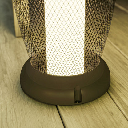 Lampa ogrodowa Outsunny Solar, 71,5 cm wysokości, metalowa lampa podłogowa, automatyczne włączanie/wyłączanie, lampa ogrodowa LED Solar z kloszem z metalowego drutu, IP44 do użytku na zewnątrz, na ganku, ścieżce, tarasie, w kolorze czarnym