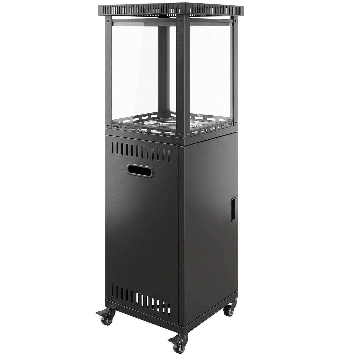 Outsunny Gas Patio Heater, 13 kW Portable Propane Outdoor Heater with Stepless Heat Control, Tip-over Protection, 4 Wheels, Black
