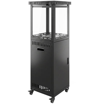 Outsunny Gas Patio Heater, 13 kW Portable Propane Outdoor Heater with Stepless Heat Control, Tip-over Protection, 4 Wheels, Black