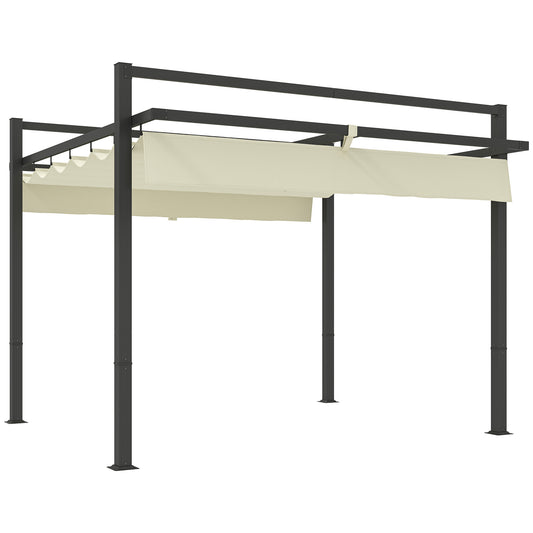 Pergola aluminiowa Outsunny 3 x 3 m z rozsuwanym dachem – szara/khaki